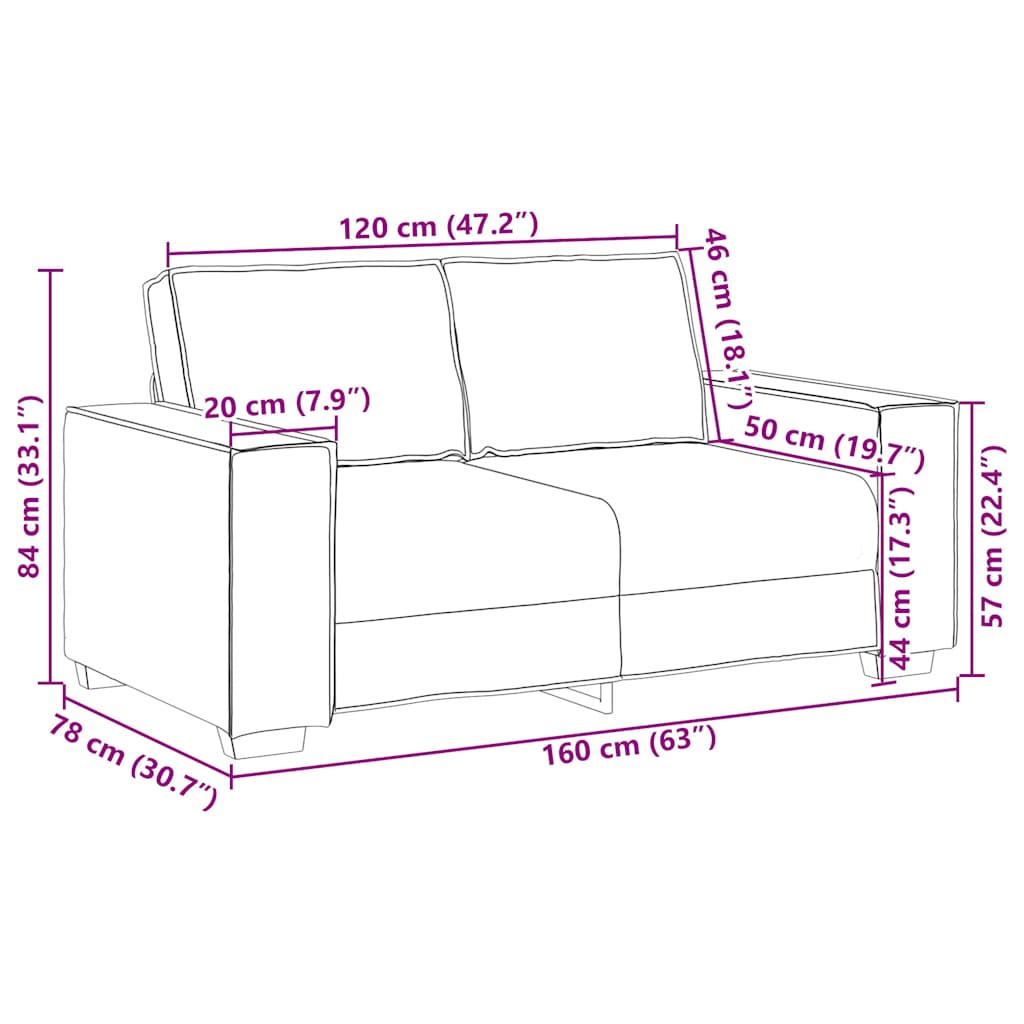 Διθέσιος Καναπές Μαύρος Βελούδινος 160x78x84 εκ.
