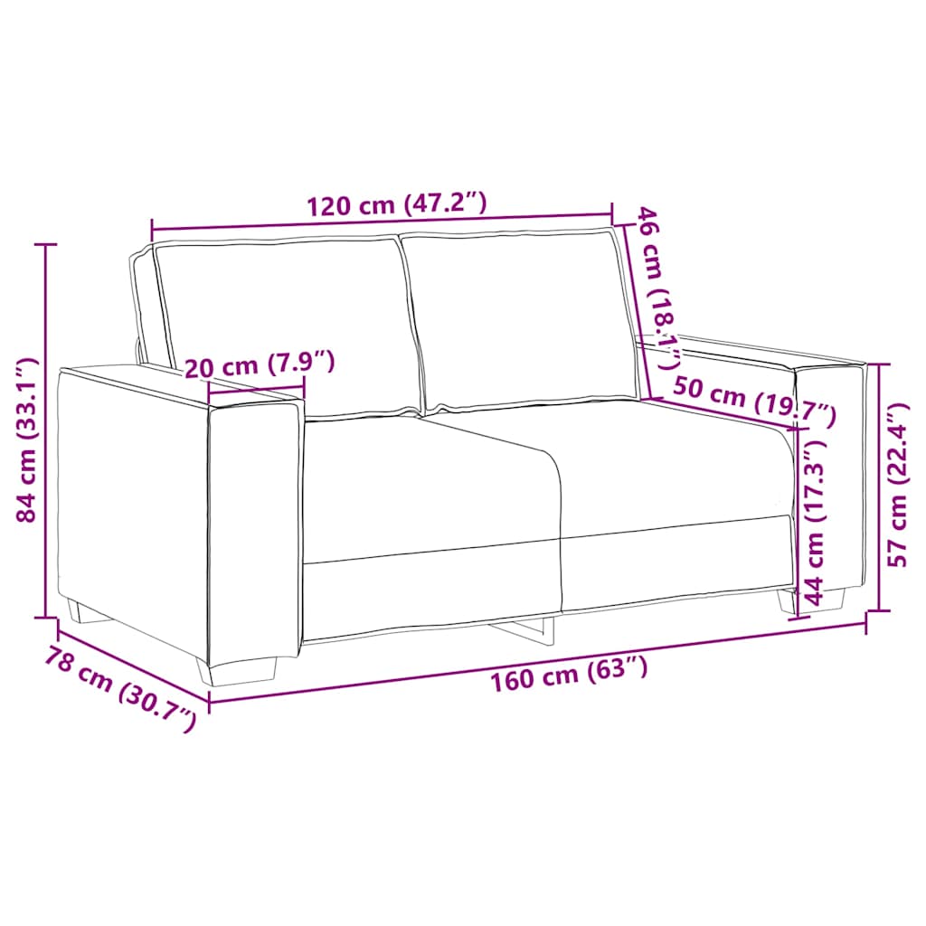 Διθέσιος Καναπές Καφέ Βελούδινος 160x78x84 εκ.