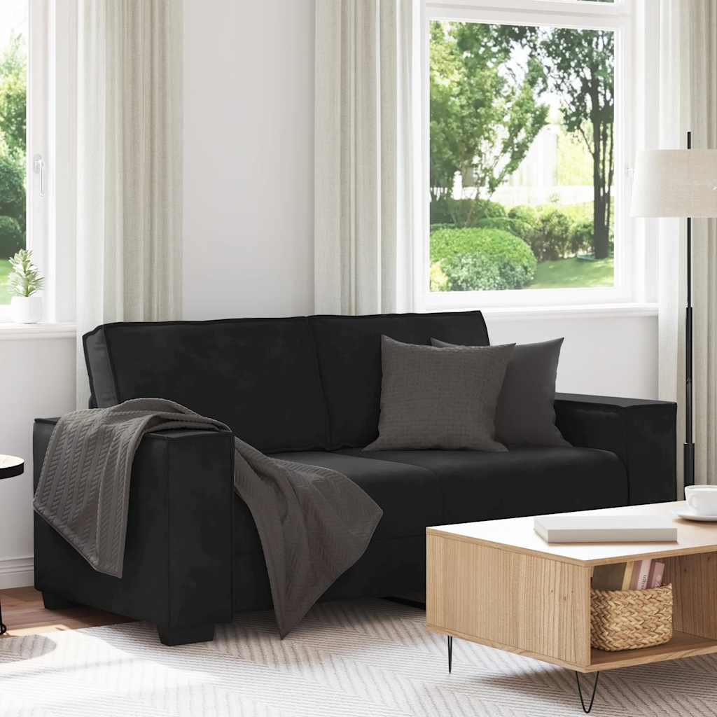 Διθέσιος Καναπές Μαύρος Βελούδινος 180x78x84 εκ.