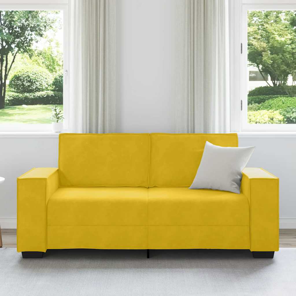 Διθέσιος Καναπές Κίτρινος Βελούδινος 180x78x84 εκ.