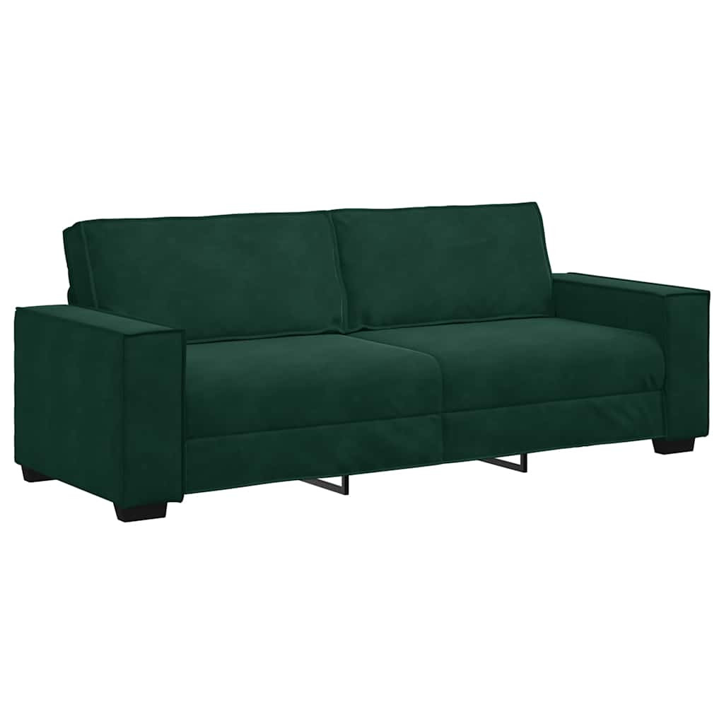 Τριθέσιος Καναπές Σκούρο Πράσινο 220x78x84 εκ. Βελούδο