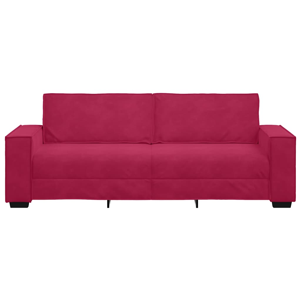Τριθέσιος Καναπές Κόκκινος Βελούδος 220x78x84 εκ.