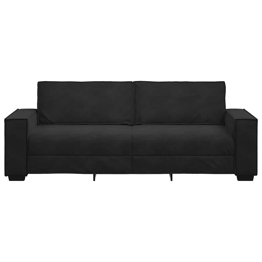 Τριθέσιος Καναπές Μαύρος Βελούδινος 220x78x84 εκ.
