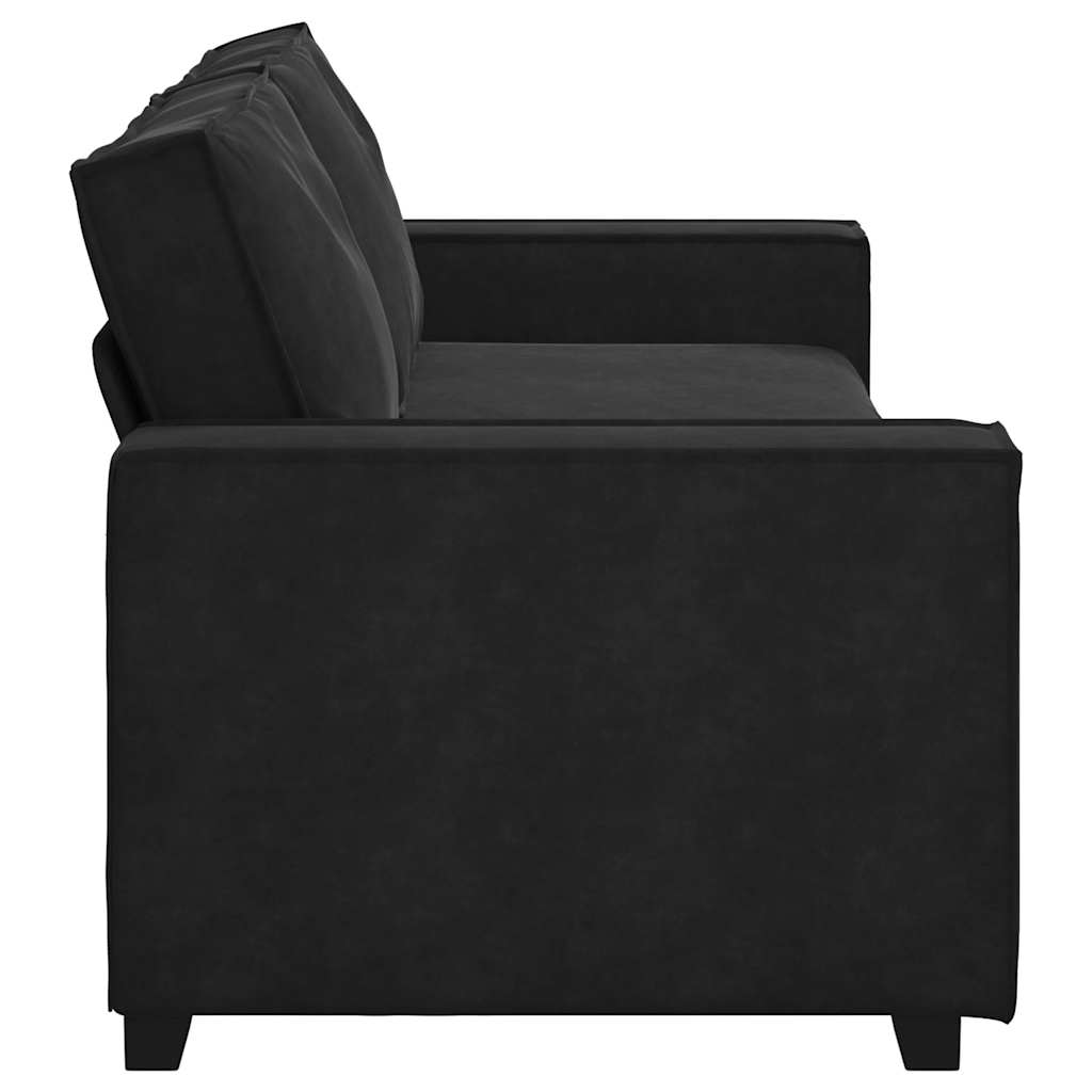 Τριθέσιος Καναπές Μαύρος Βελούδινος 220x78x84 εκ.