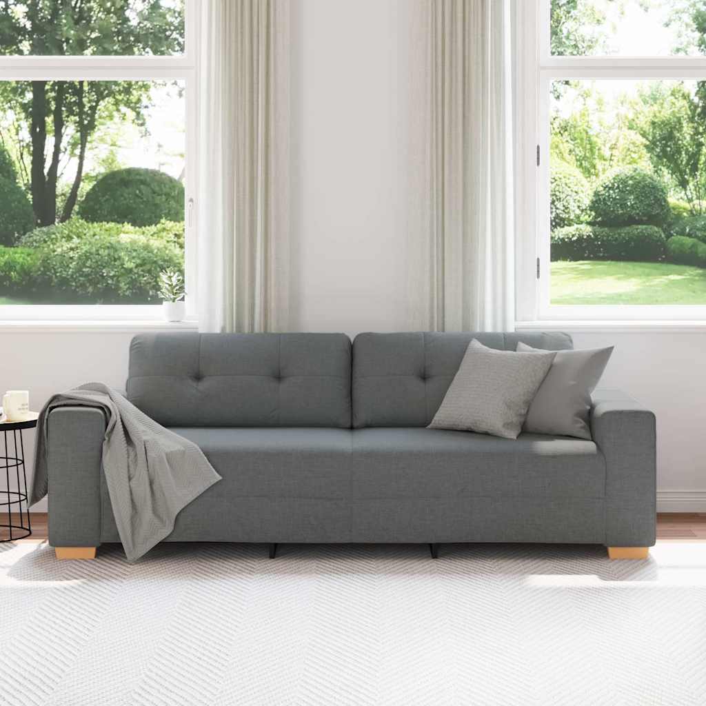 Τριθέσιος Καναπές Σκούρο Γκρι 220x78x80 εκ. Ύφασμα
