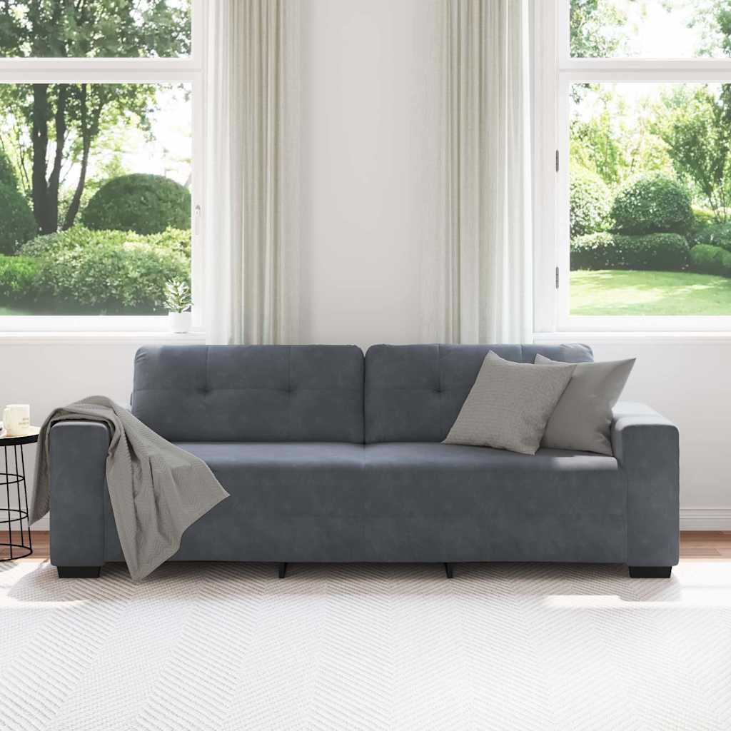 Τριθέσιος Καναπές Σκούρο Γκρι 220x78x80 εκ. Βελούδο