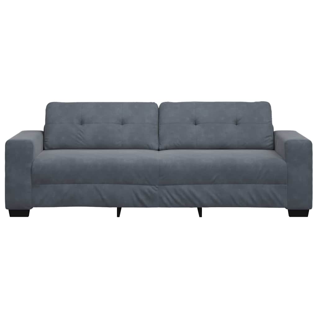 Τριθέσιος Καναπές Σκούρο Γκρι 220x78x80 εκ. Βελούδο