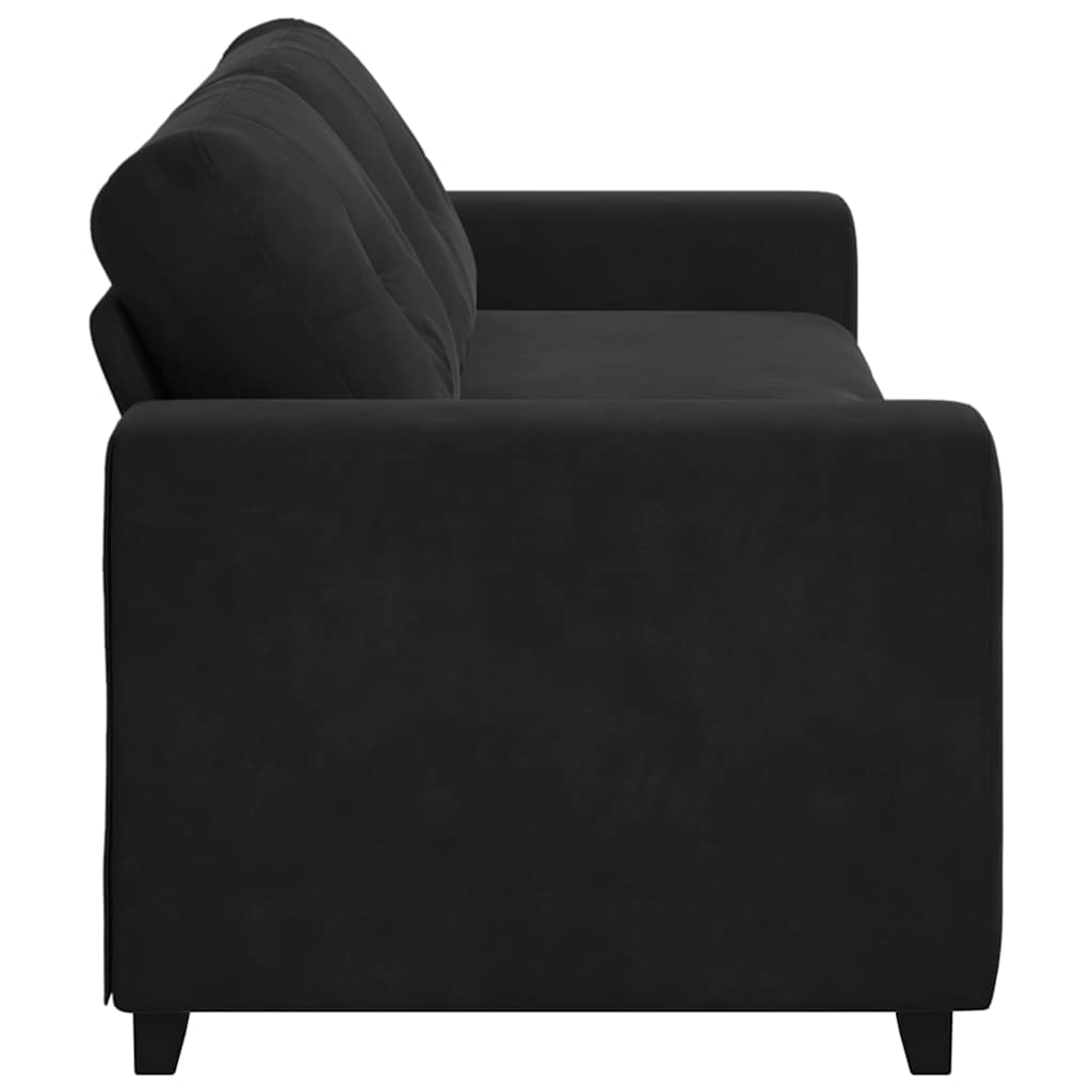 Τριθέσιος Καναπές Μαύρος Βελούδινος 220x78x80 εκ.