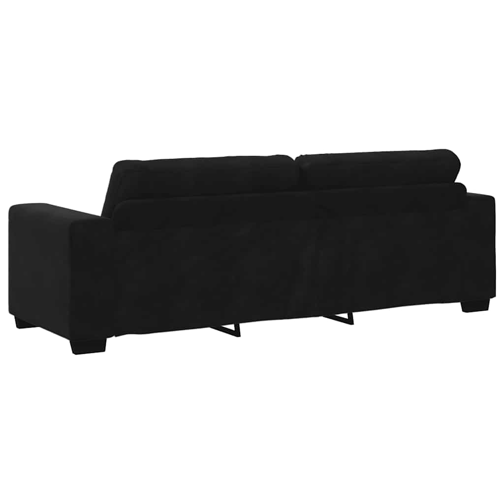 Τριθέσιος Καναπές Μαύρος Βελούδινος 220x78x80 εκ.