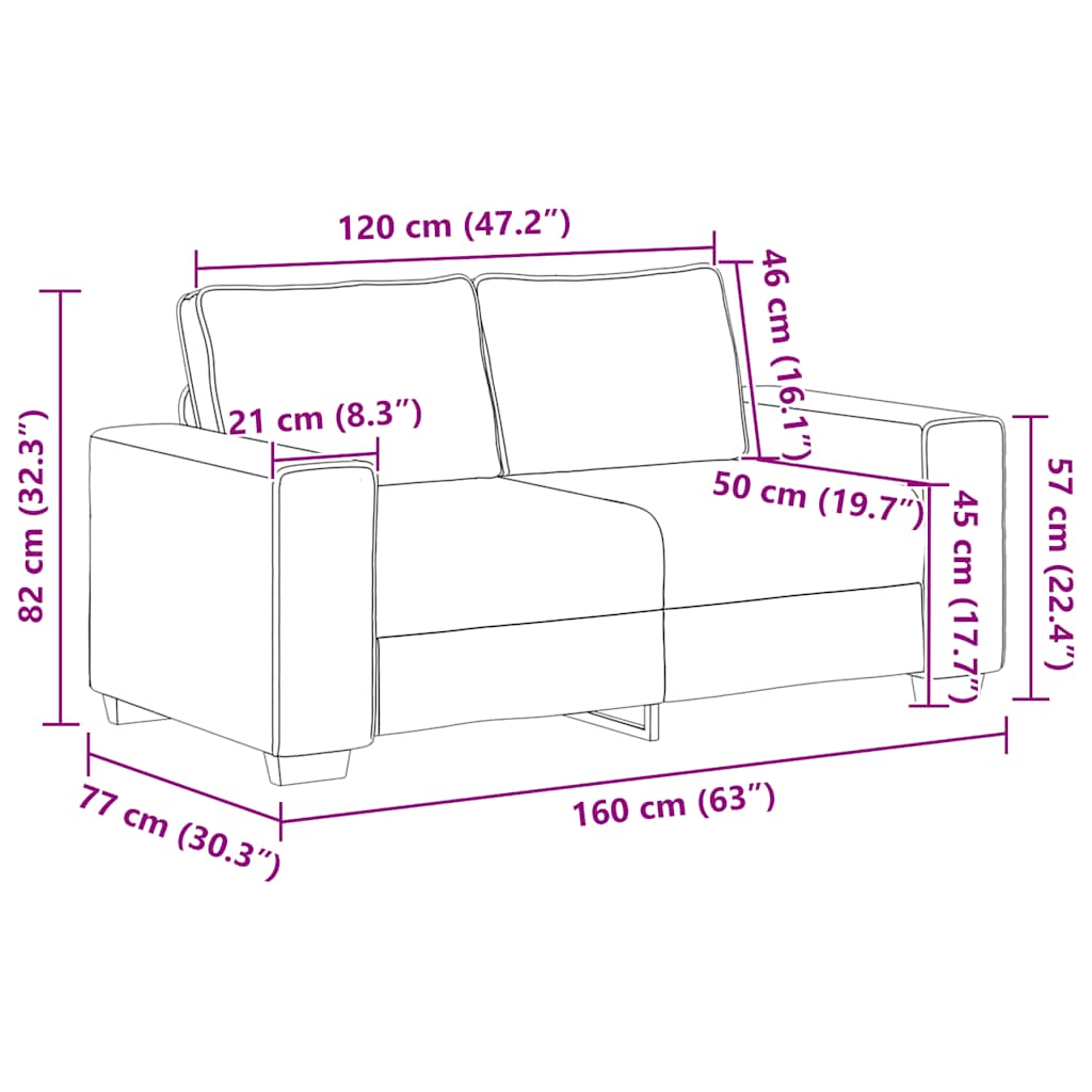 Διθέσιος Καναπές-Σέτ Σκούρο Γκρι 160 x 77 x 82 εκ. από Ύφασμα Κοτλέ