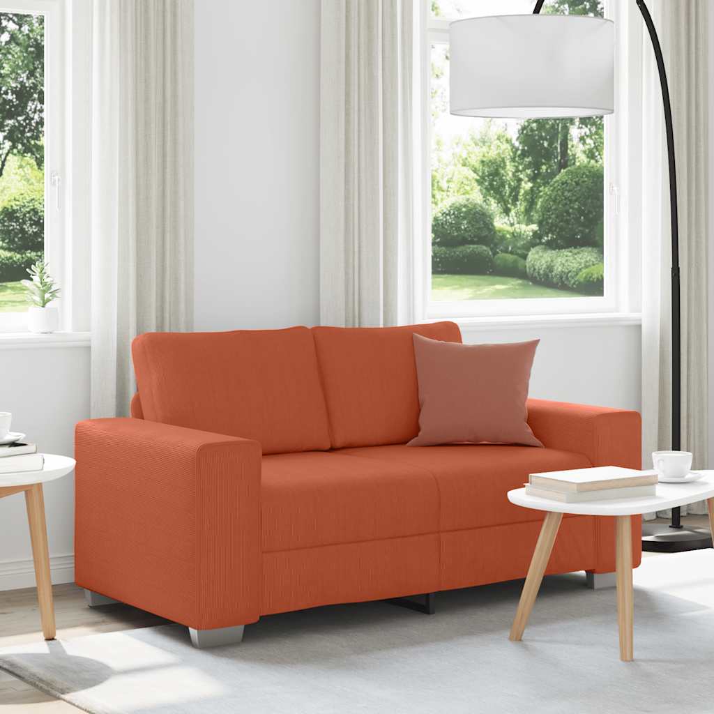 Καναπές Διθέσιος Κόκκινος Πορτοκαλί 160 x 77 x 82 εκ. από Ύφασμα Κοτλέ
