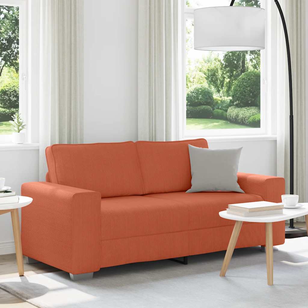 Καναπές Διθέσιος Κόκκινος Πορτοκαλί 180 x 77 x 82 εκ. από Ύφασμα Κοτλέ