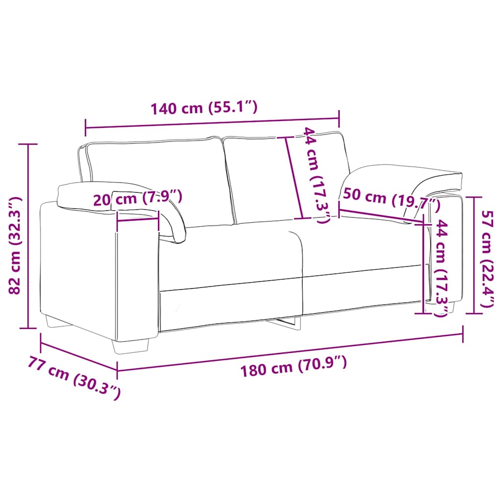 Διθέσιος καναπές Taupe 180 cm ύφασμα