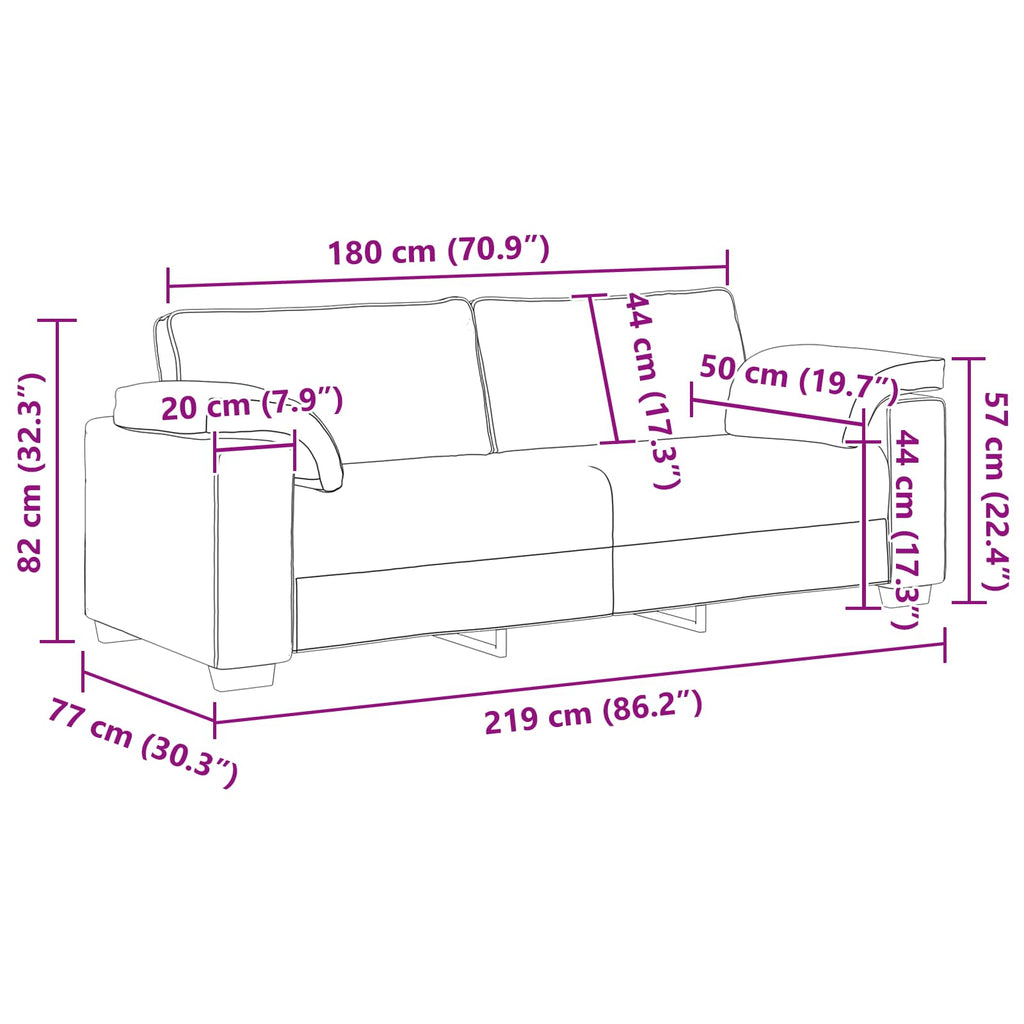 3-Θέσιος καναπές Σκούρο Πράσινο 220 cm ύφασμα