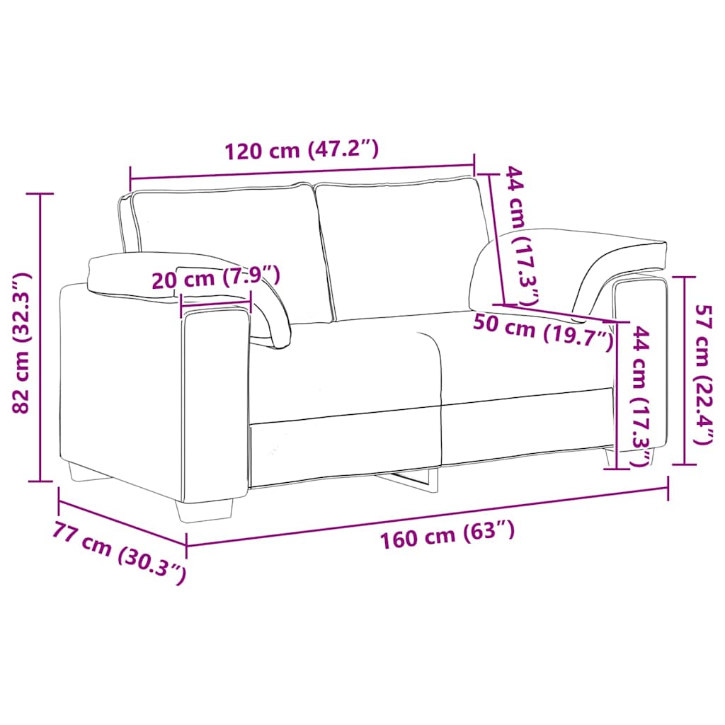Καναπές Διθέσιος Ανοιχτό Γκρι Βελούδο 160 x 77 x 82 εκ.