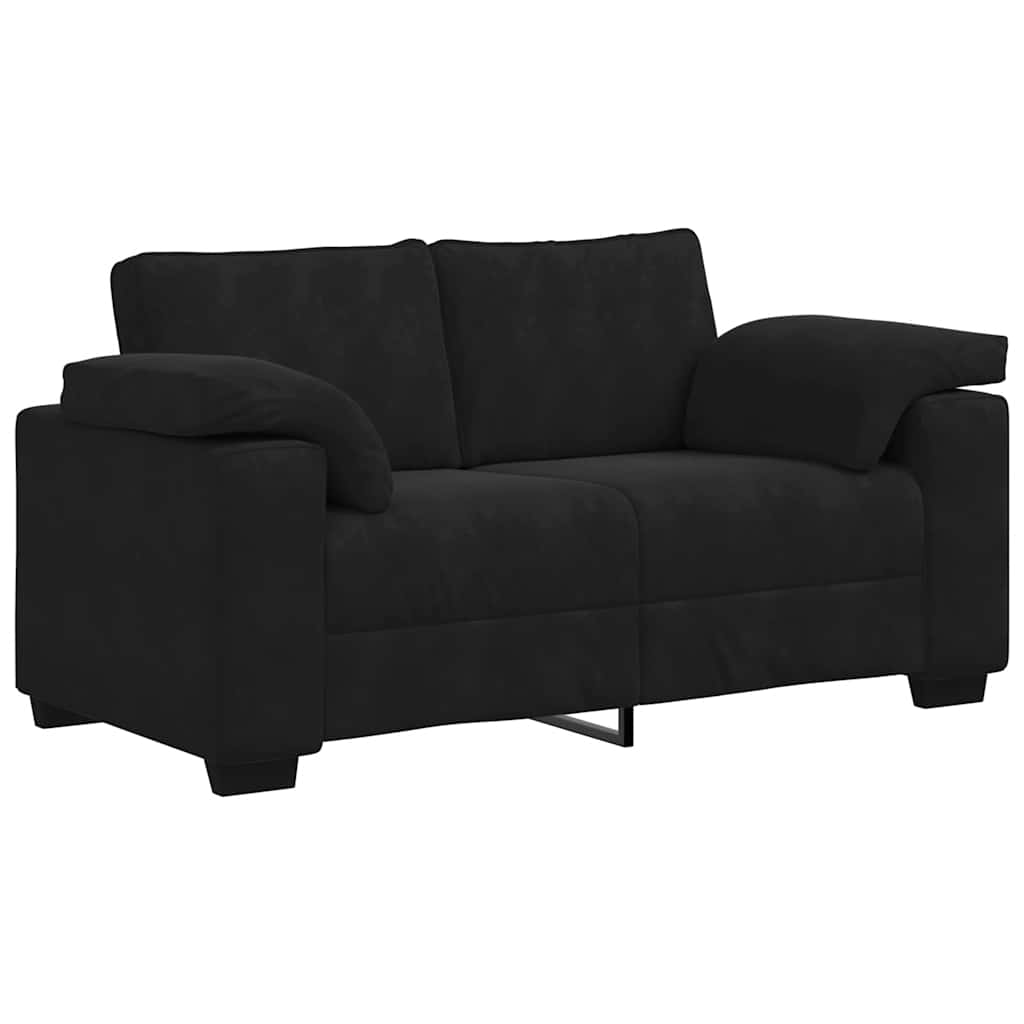 Καναπές Διθέσιος Μαύρος Βελούδινος 160 x 77 x 82 εκ.