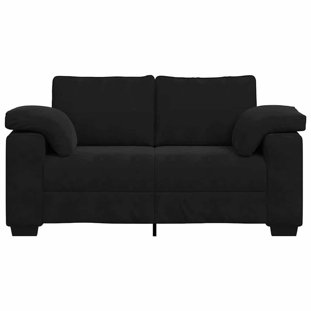 Καναπές Διθέσιος Μαύρος Βελούδινος 160 x 77 x 82 εκ.