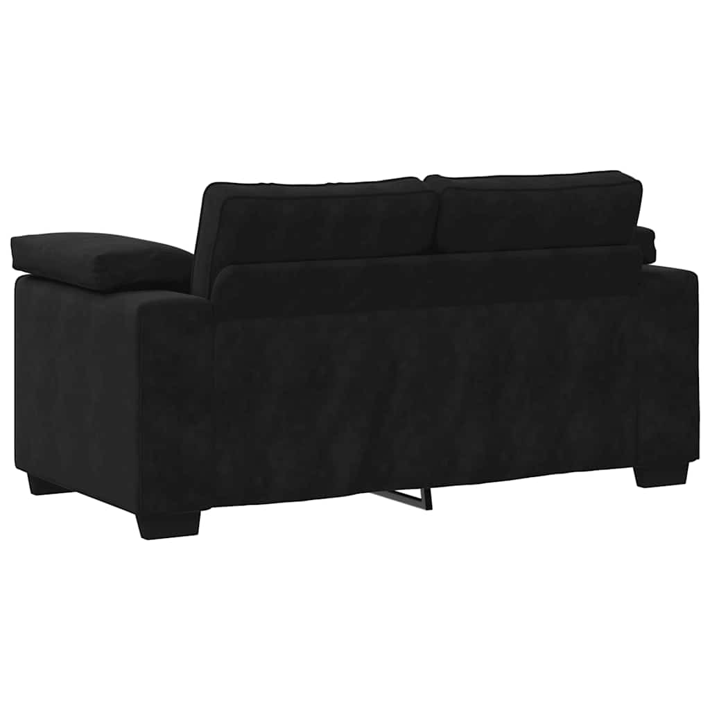 Καναπές Διθέσιος Μαύρος Βελούδινος 160 x 77 x 82 εκ.