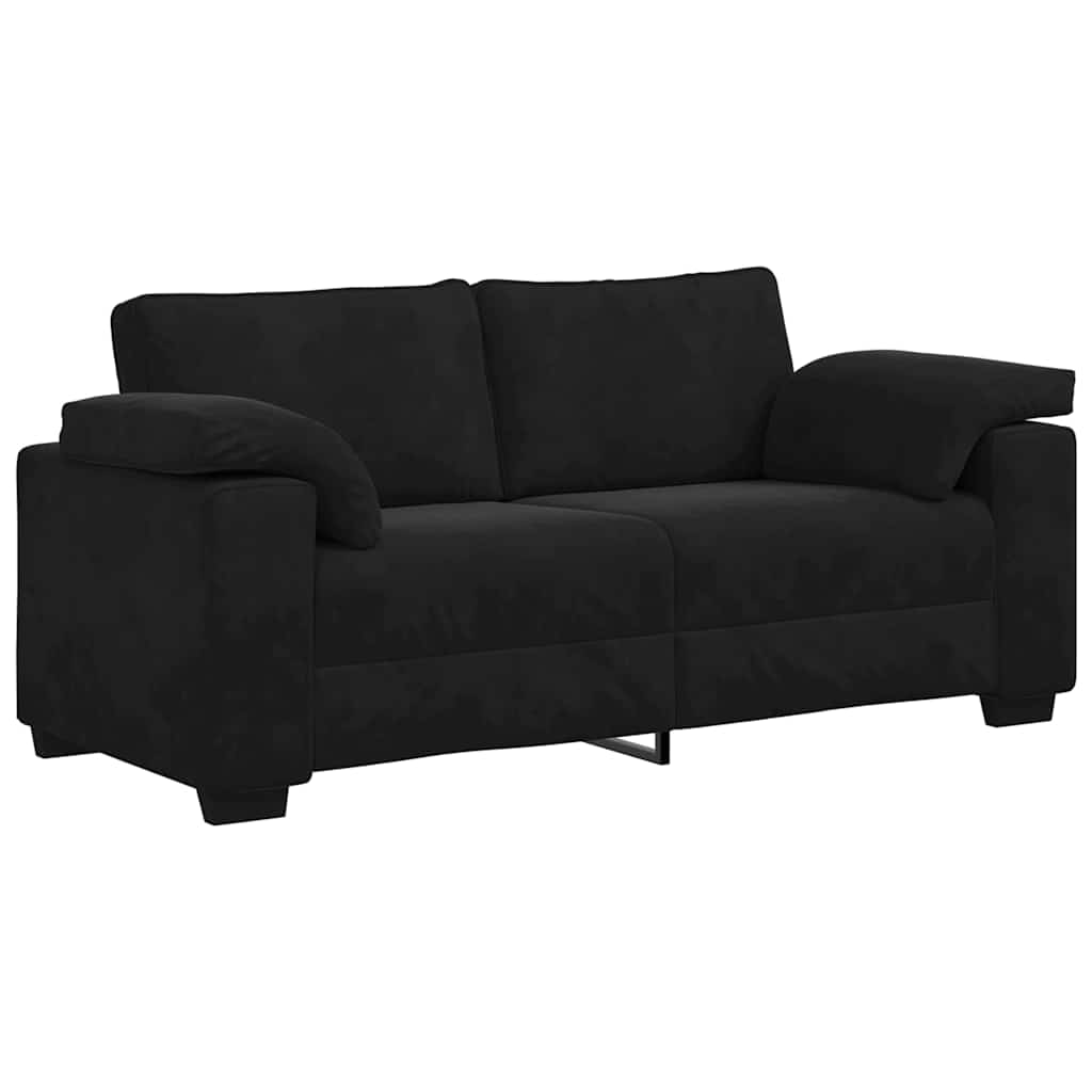 Καναπές Διθέσιος Μαύρος Βελούδινος 180 x 77 x 82 εκ.