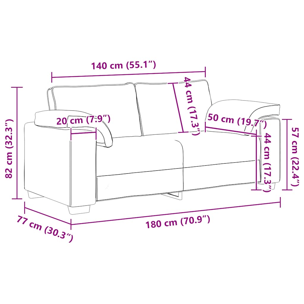 Καναπές-Διθέσιος Κίτρινος Βελούδος 180 x 77 x 82 εκ.