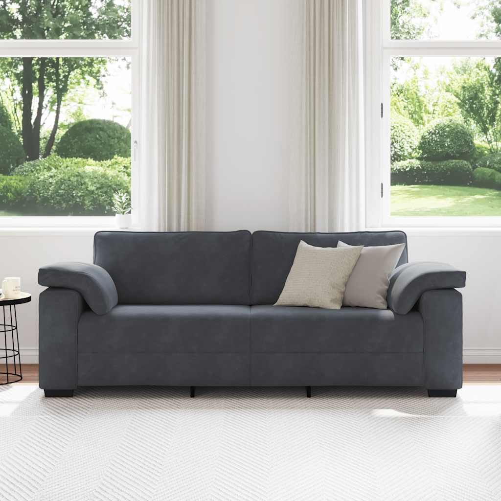 Τριθέσιος Καναπές Σκούρο Γκρι 220x77x82 εκ. Βελούδο