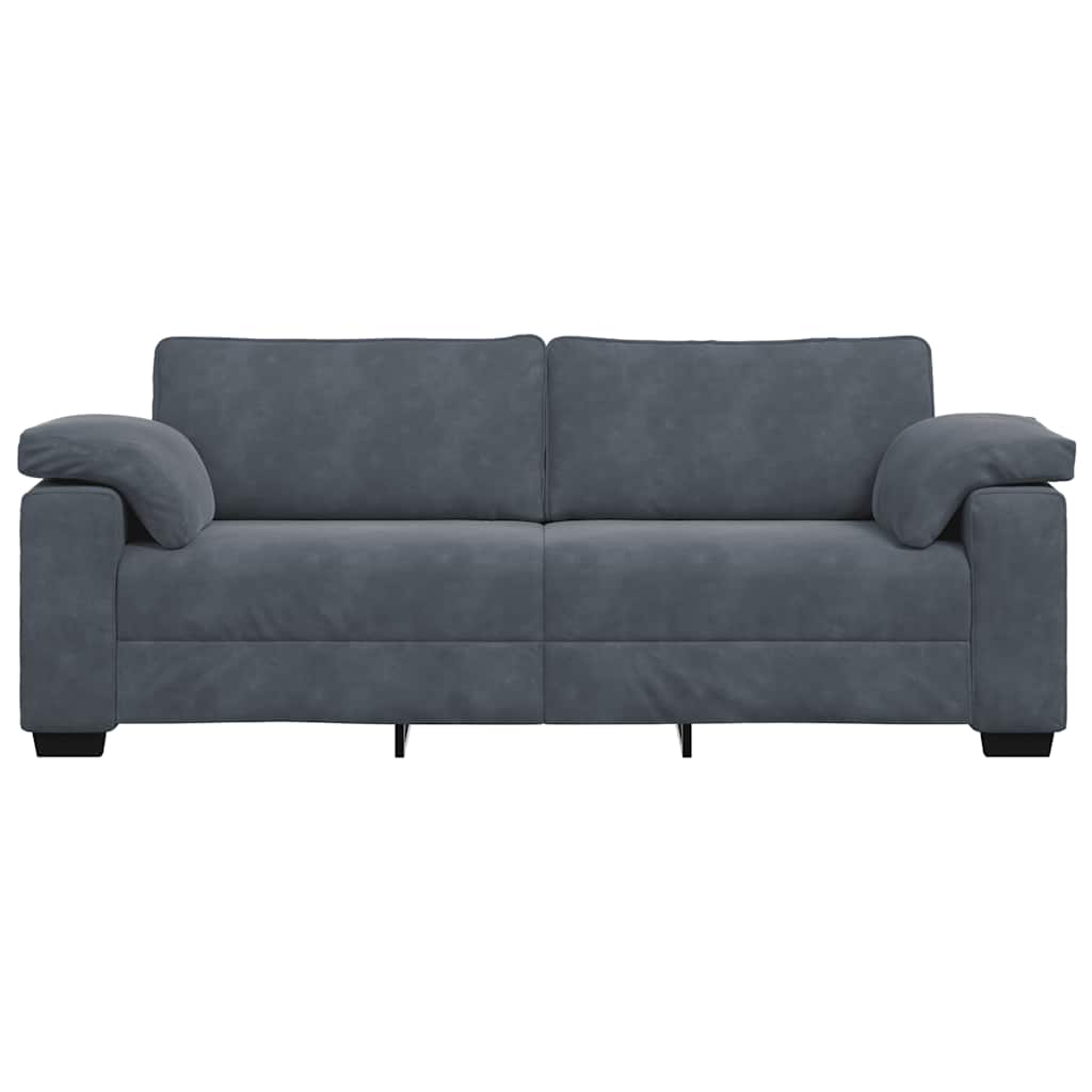 Τριθέσιος Καναπές Σκούρο Γκρι 220x77x82 εκ. Βελούδο