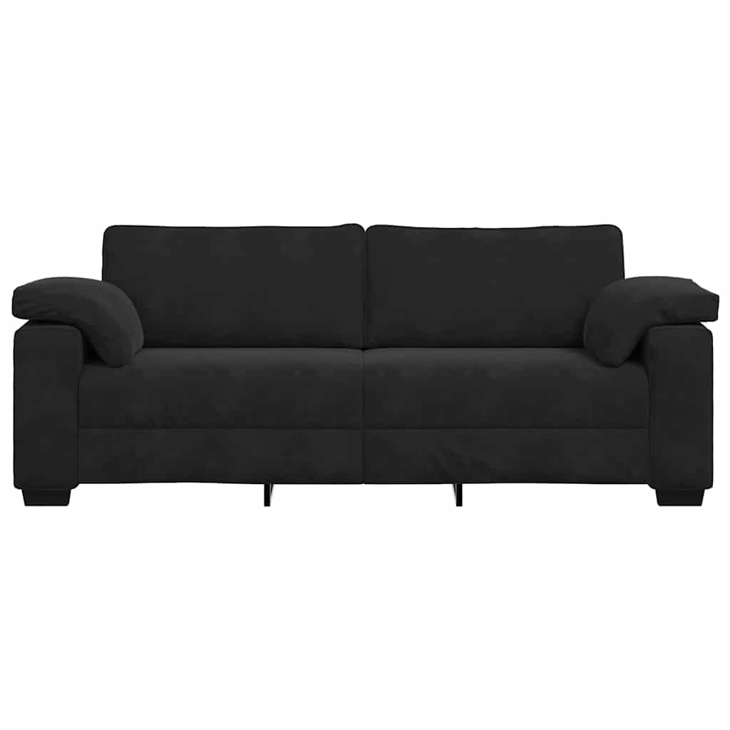 Τριθέσιος Καναπές Μαύρος Βελούδινος 220x77x82 εκ.