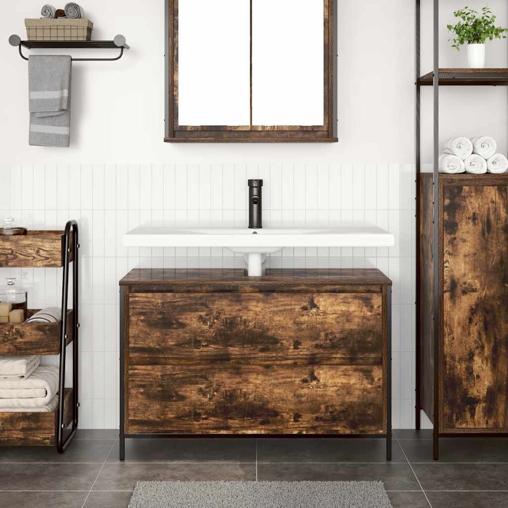 Ντουλάπι νιπτήρα μπάνιου με συρτάρια 90x34,5x60 εκ.