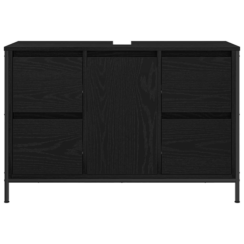 ντουλάπι νιπτήρα με συρτάρια Μαύρη δρυς 90x34,5x60 εκ.