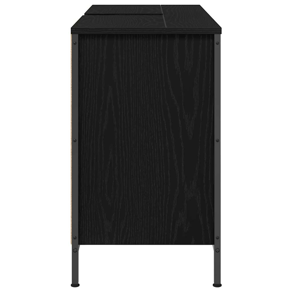 ντουλάπι νιπτήρα με συρτάρια Μαύρη δρυς 90x34,5x60 εκ.
