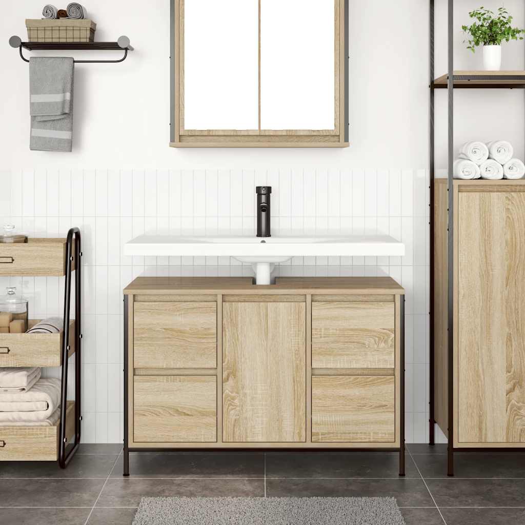 ντουλάπι νιπτήρα με συρτάρια Sonoma Δρυς 90x34,5x60 εκ.
