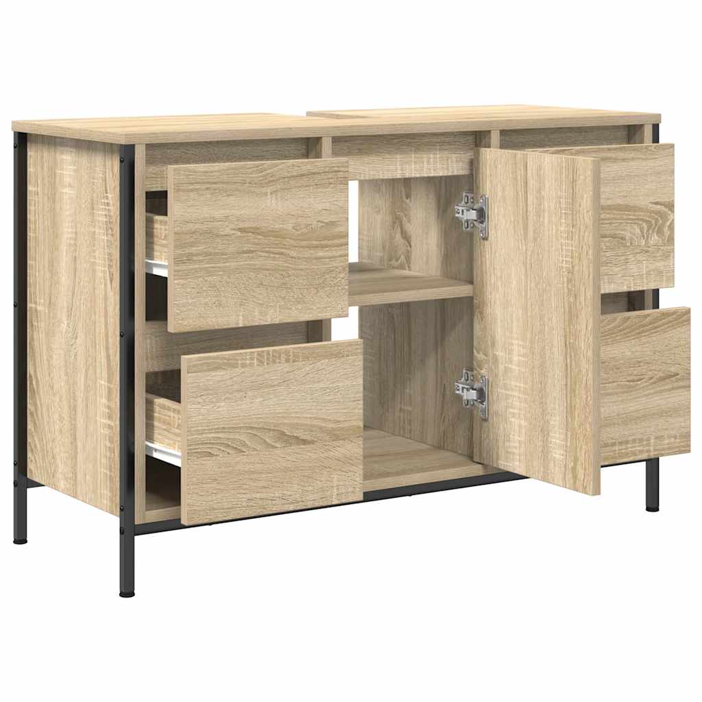 ντουλάπι νιπτήρα με συρτάρια Sonoma Δρυς 90x34,5x60 εκ.