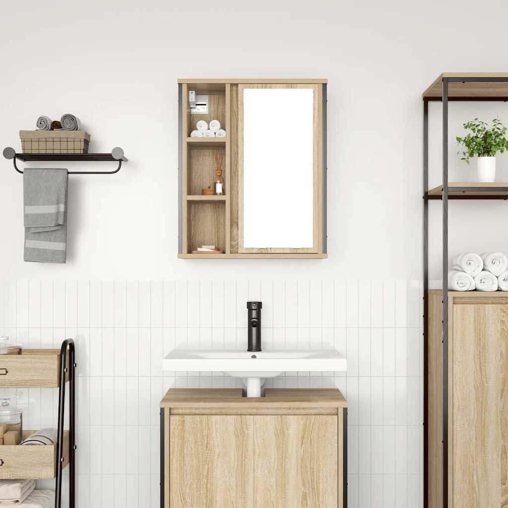 Ντουλάπι Μπάνιου με Καθρέφτη Sonoma δρυς 50x21x60 εκ.