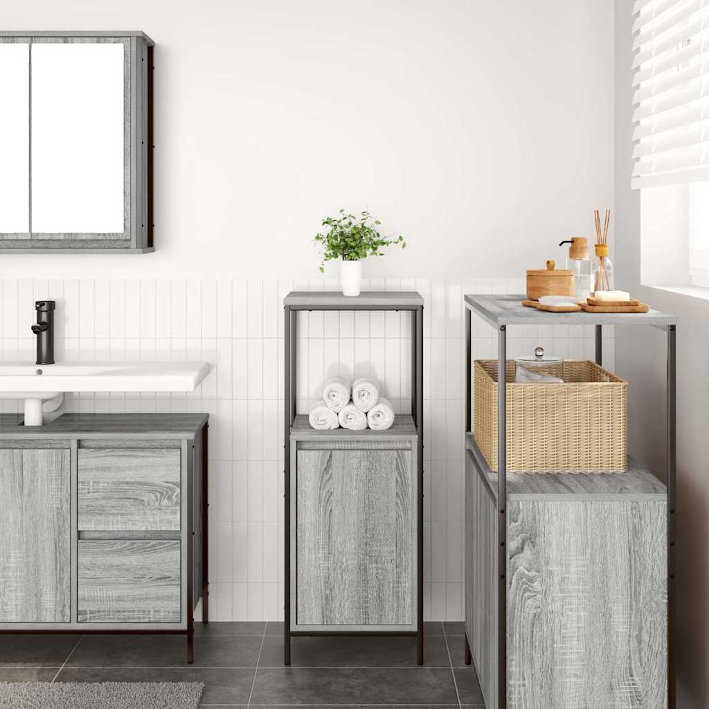 Ντουλάπι Μπάνιου με Καθρέφτη Γκρι Sonoma 36x35x95 εκ.
