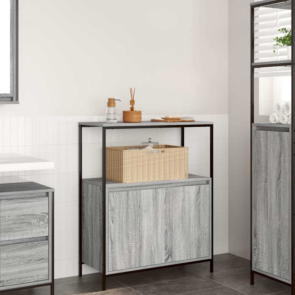 Ντουλάπι μπάνιου με ράφια Γκρι Sonoma 76,5x35x95 εκ.