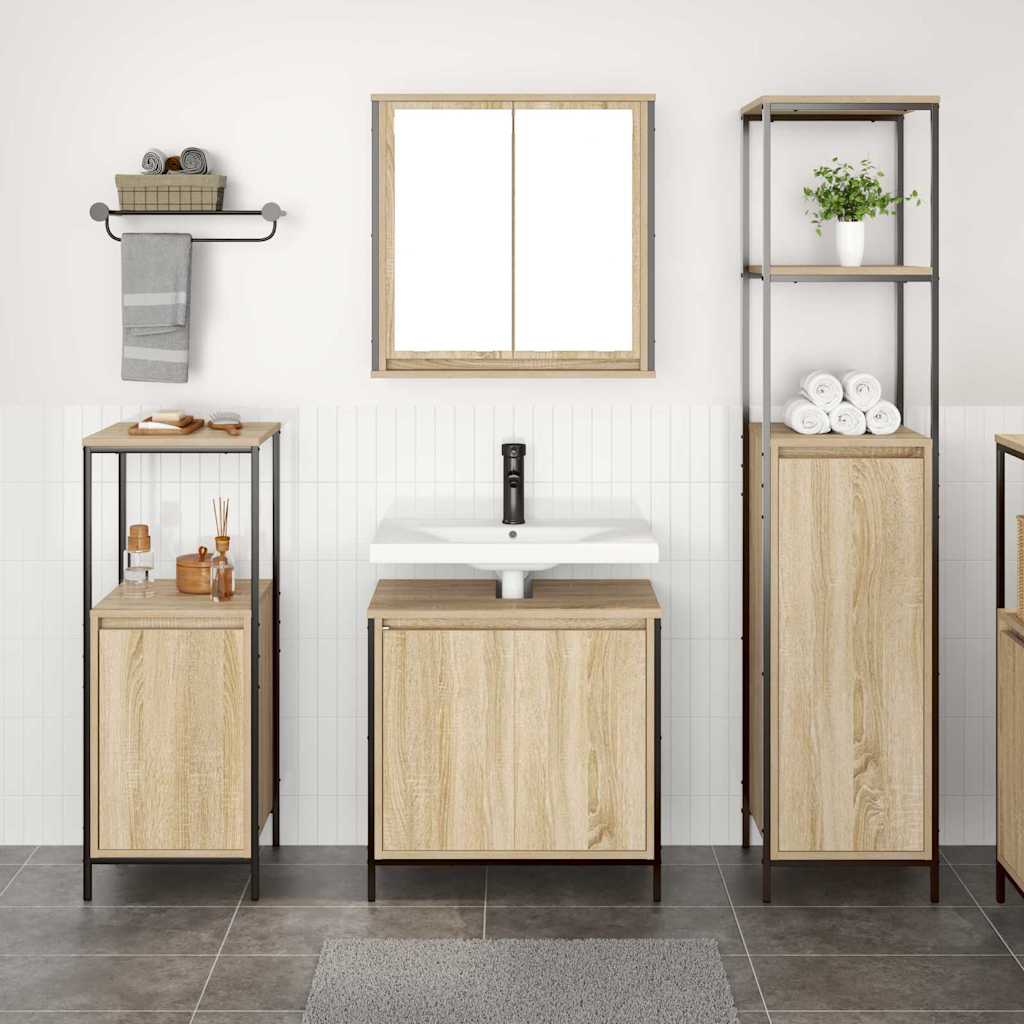 Σετ Επίπλων Μπάνιου 3 τμχ. Σονομα δρυς και Μαύρο