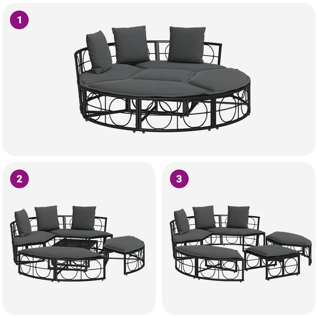 Εξωτερική Lounge κρεβάτι χωρίς θόλο Μαύρο πολυ μπαστούνι
