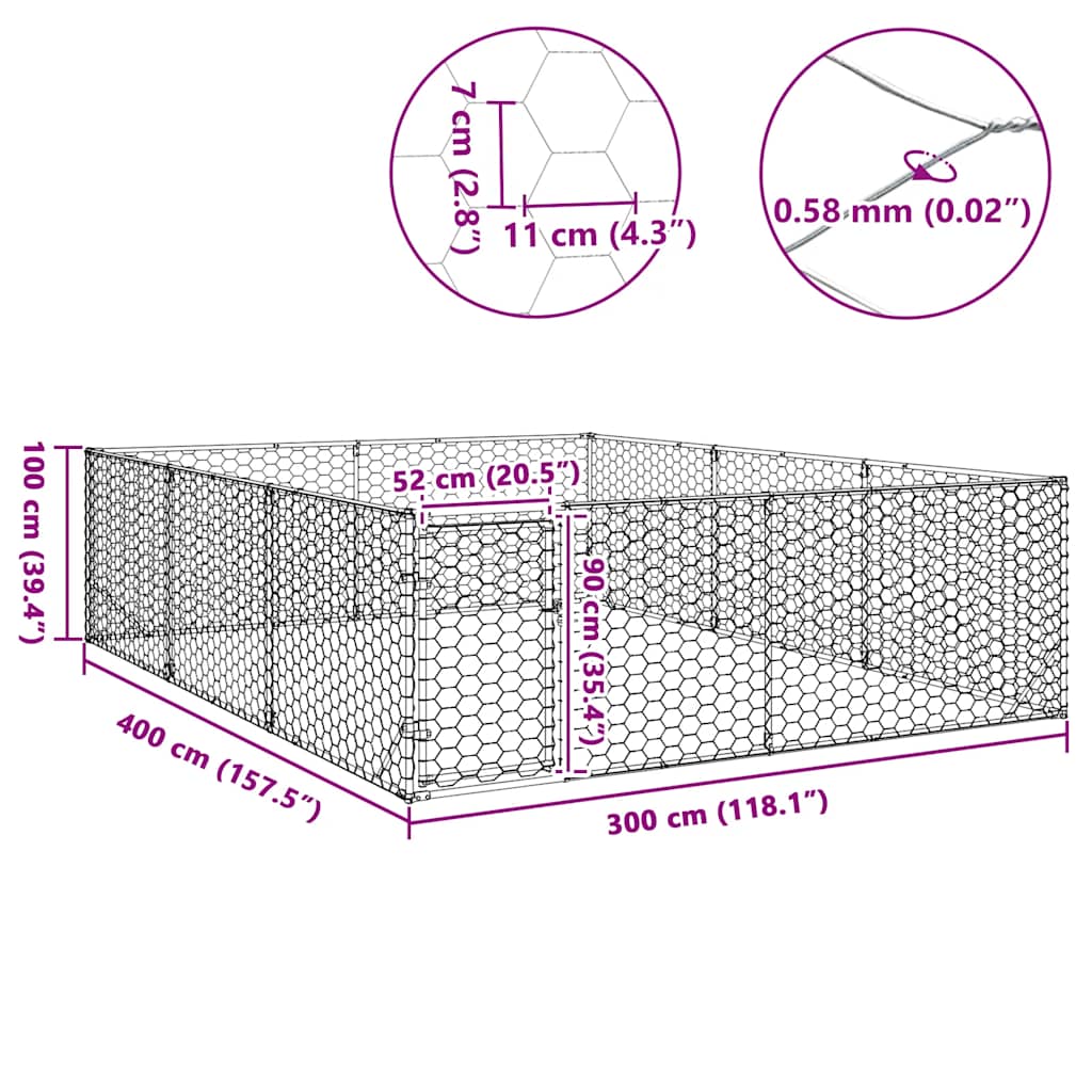 Σπιτάκι Σκύλου Εξωτερικού Χώρου με Πόρτα 3x4x1 μ. από Γαλβανισμένο Ατσάλι