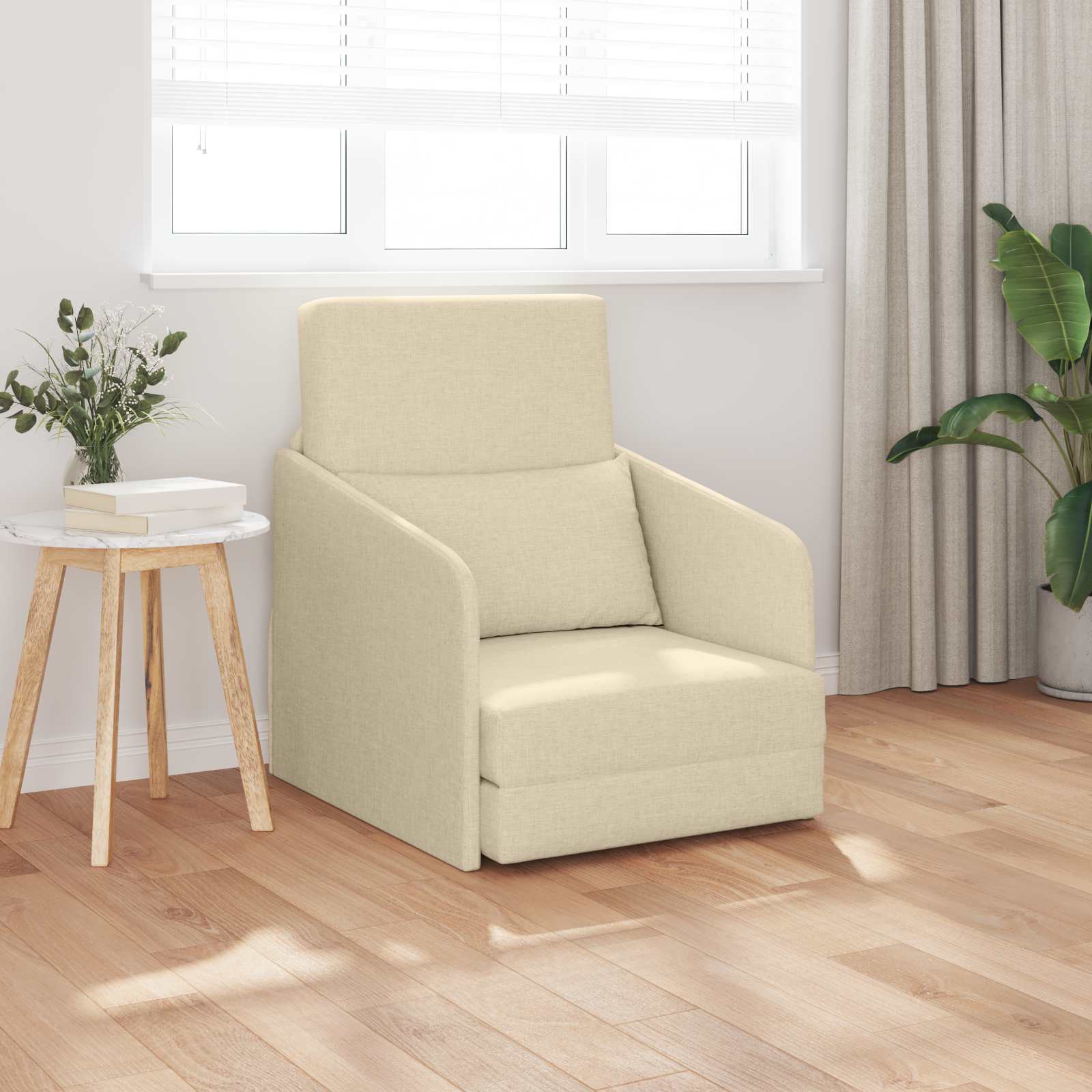 Κρεβάτι καναπές Κρεμ 65 x 80 x 83 εκ. ύφασμα