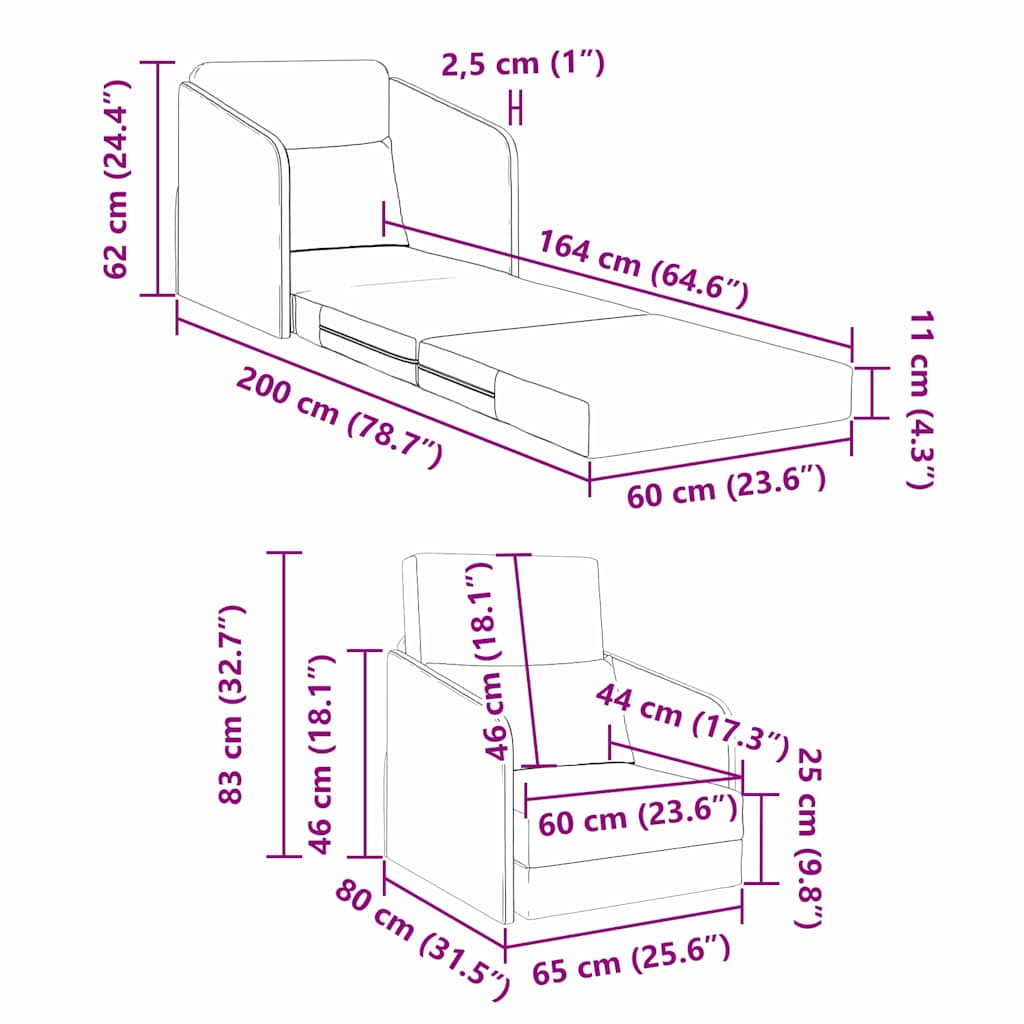 Κρεβάτι καναπές Μαύρο 65 x 80 x 83 εκ. Βελούδο