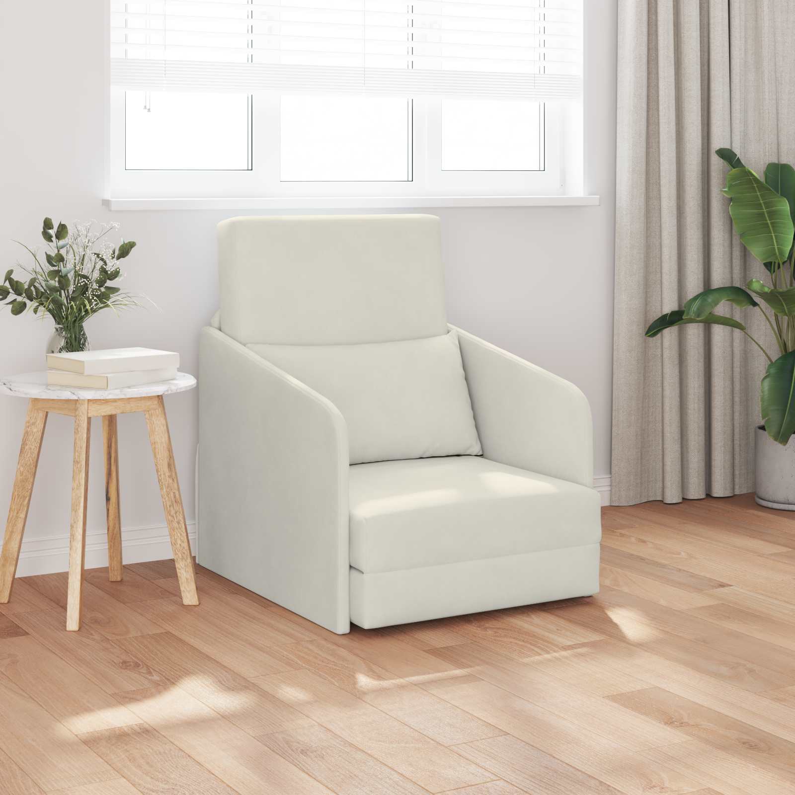 Κρεβάτι καναπές Κρεμ 65 x 80 x 83 εκ. Βελούδο