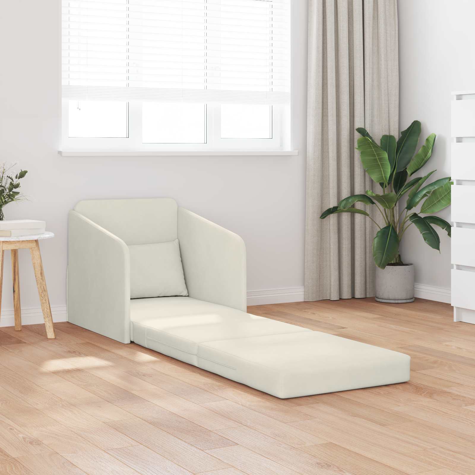 Κρεβάτι καναπές Κρεμ 65 x 80 x 83 εκ. Βελούδο
