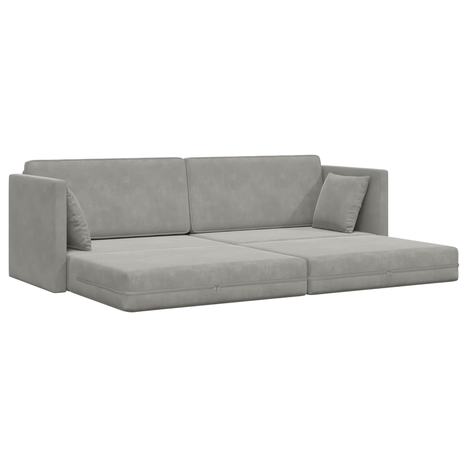 Καναπές-κρεβάτι δαπέδου Ανοιχτό γκρι 213 x 70 x 77 εκ Βελούδο