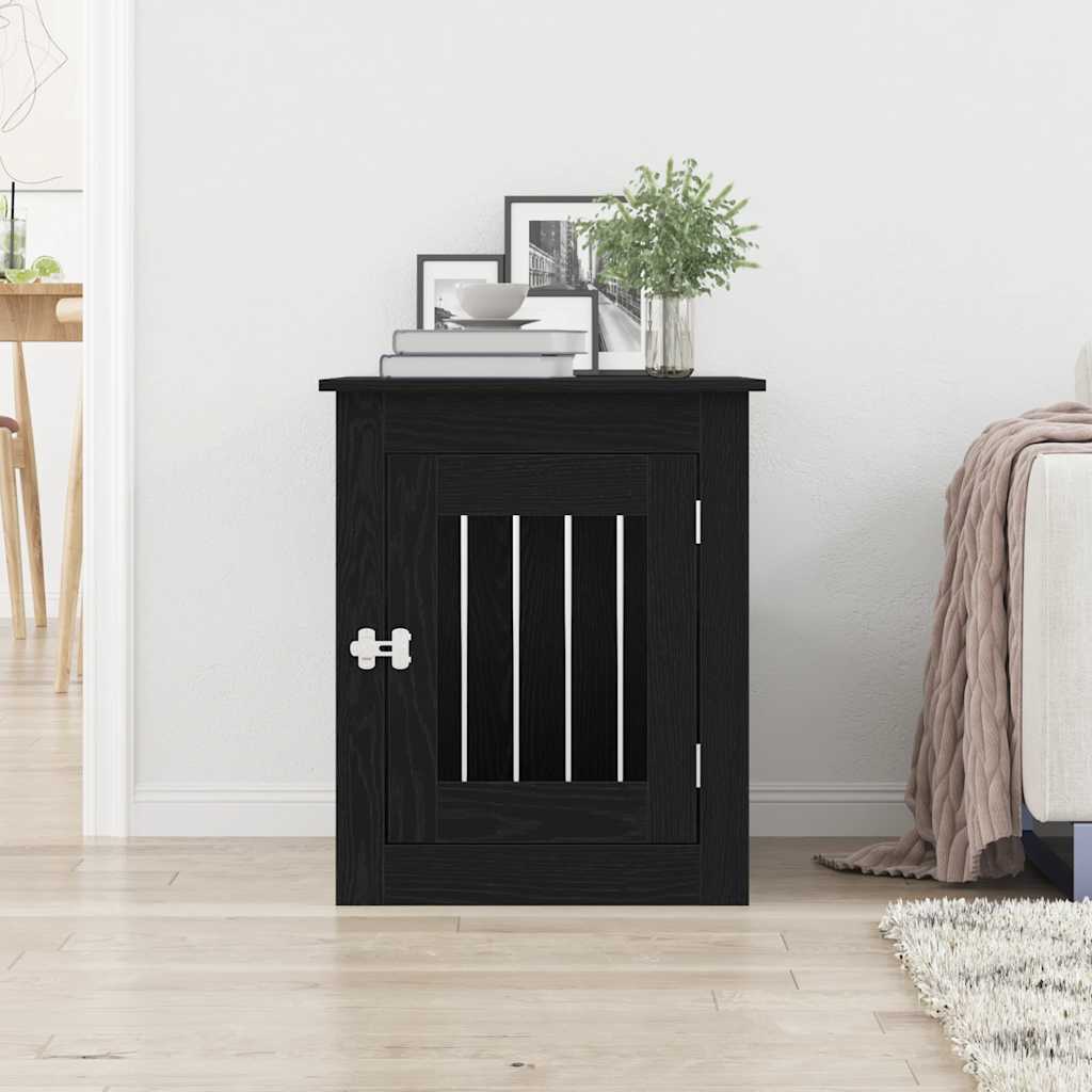 Έπιπλα Κλουβιού για Σκύλους Μαύρο Δρυς 55x75x65 εκ. από Τεχνητό Ξύλο