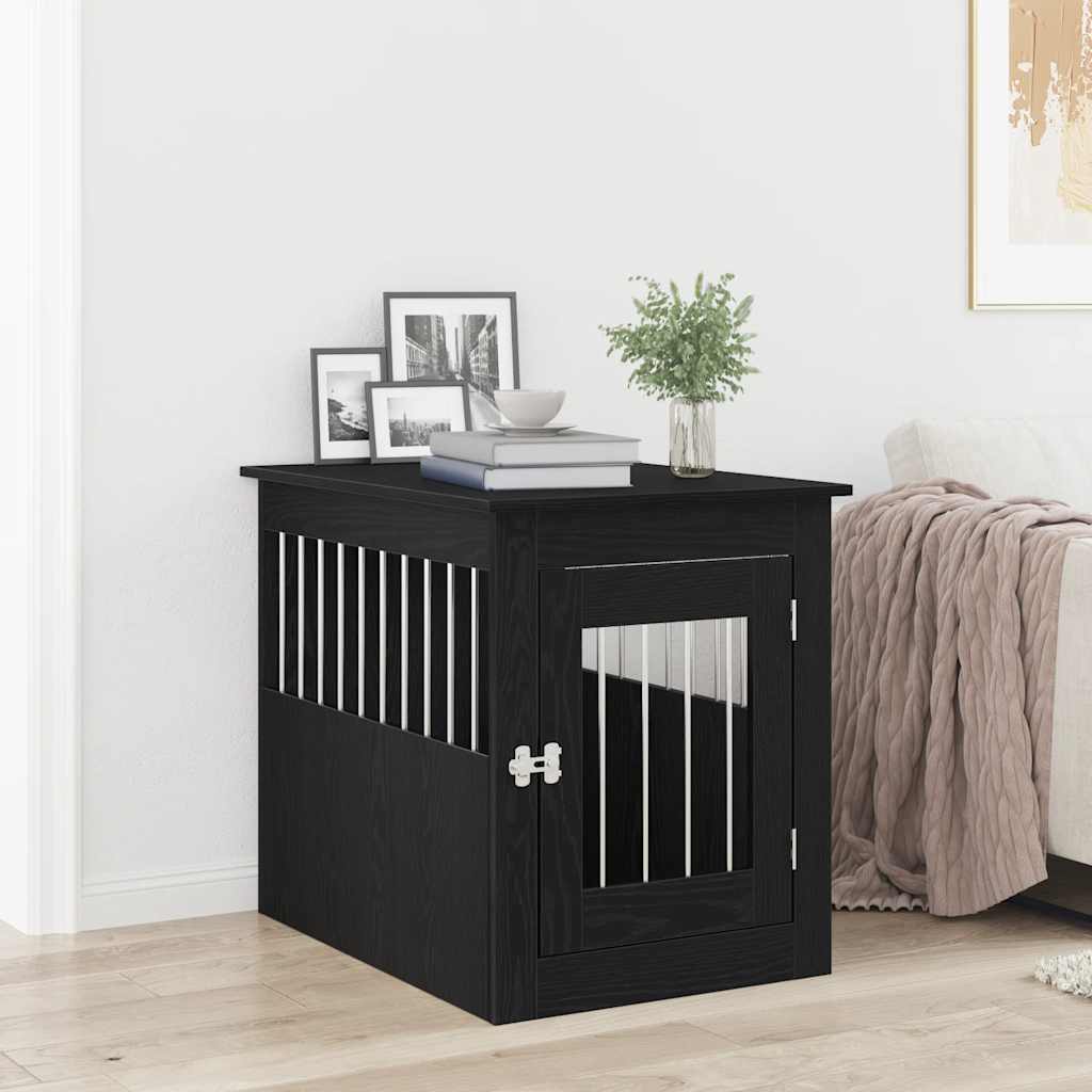 Έπιπλα Κλουβιού για Σκύλους Μαύρο Δρυς 55x75x65 εκ. από Τεχνητό Ξύλο