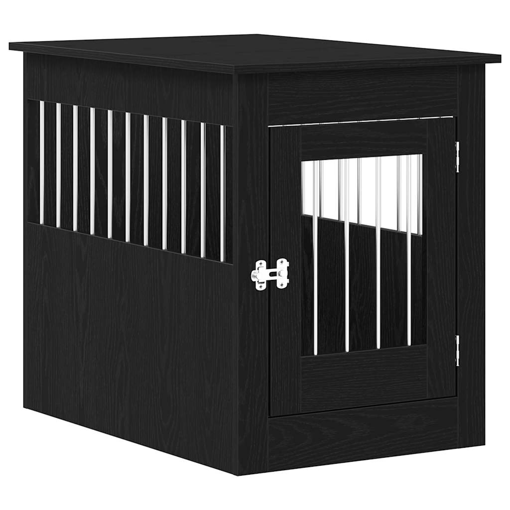 Έπιπλα Κλουβιού για Σκύλους Μαύρο Δρυς 55x80x68 εκ. από Τεχνητό Ξύλο