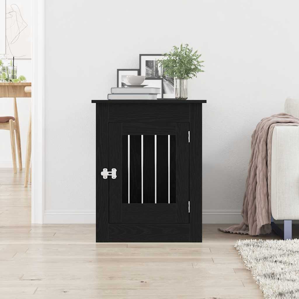 Έπιπλα Κλουβιού για Σκύλους Μαύρο Δρυς 55x80x68 εκ. από Τεχνητό Ξύλο