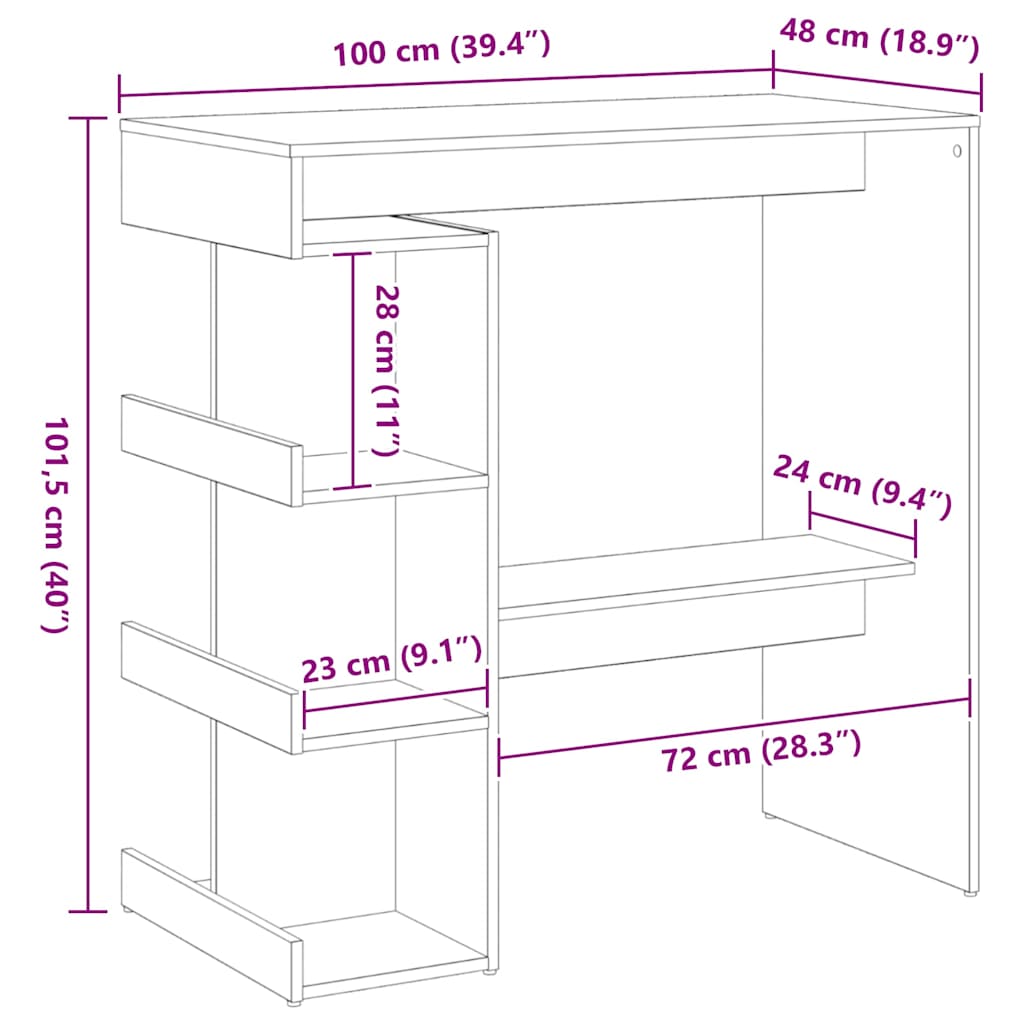 Τραπέζι μπαρ 100 x 48 x 101,5 εκ. Επεξεργασμένο Ξύλο Μαύρη Οξυά