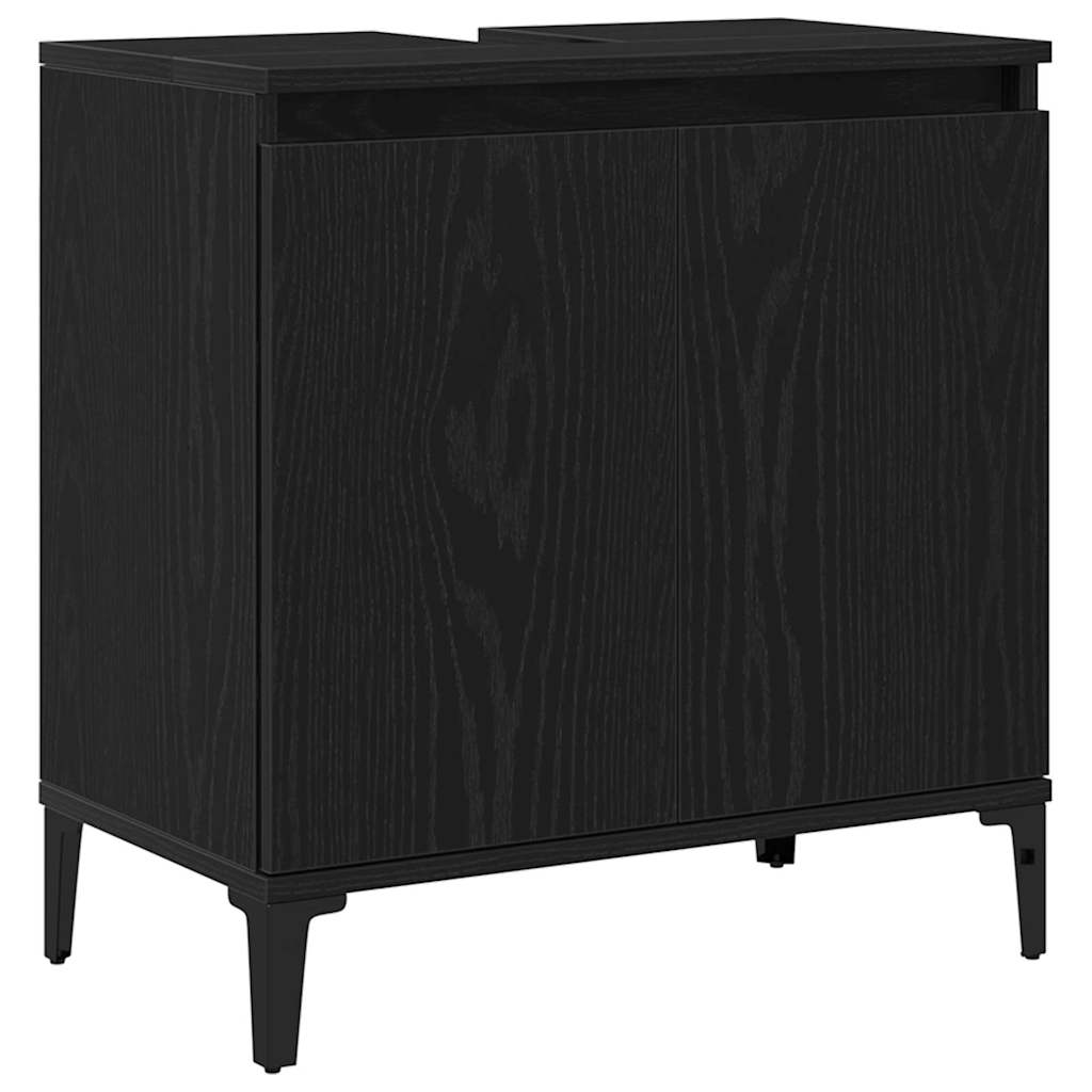 Ντουλάπα Νιπτήρα Mπάνιου Μαύρη Οξυά 58 x 33 x 60 εκ.