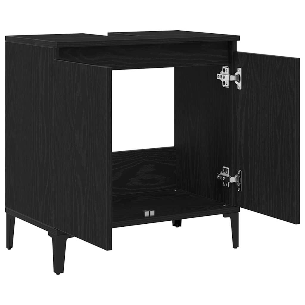 Ντουλάπα Νιπτήρα Mπάνιου Μαύρη Οξυά 58 x 33 x 60 εκ.